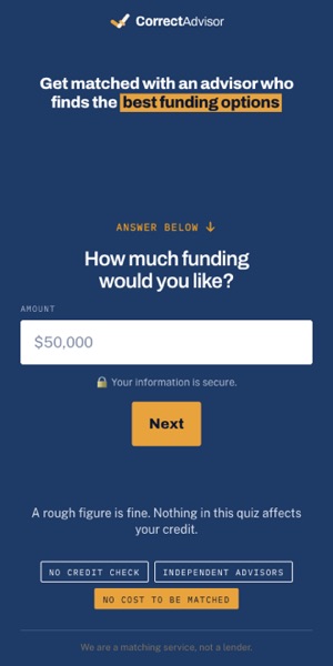 The first quiz question, asking how much funding you need